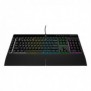 Corsair K55 RGB PRO, Taille réelle 100 %, Avec fil, USB, AZERTY, LED RGB, Noir