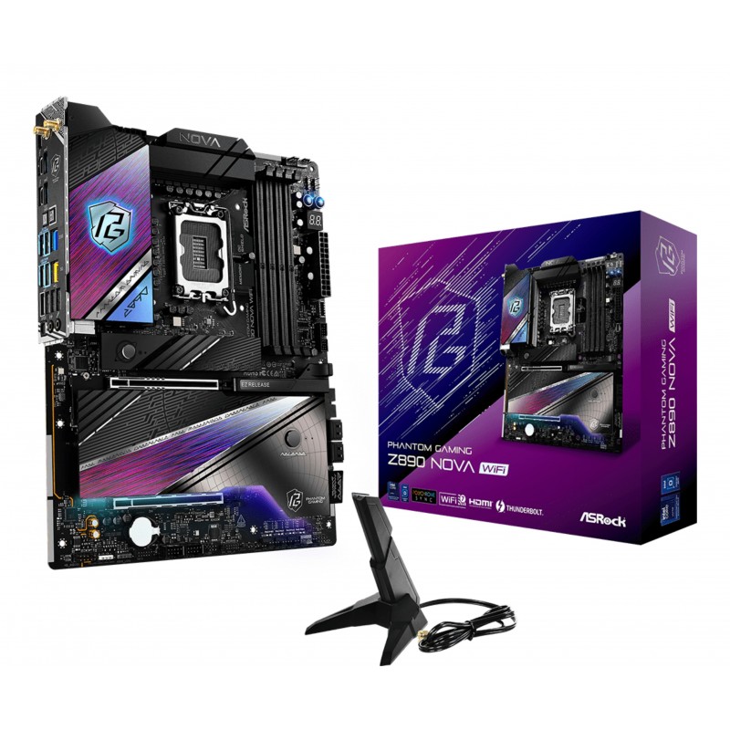 ASRock Phantom Gaming Z890 Nova WiFi, Intel, LGA 1851 Socket V1, Intel Core Ultra Series 2, LGA 1851, DDR5-SDRAM, 256 Go