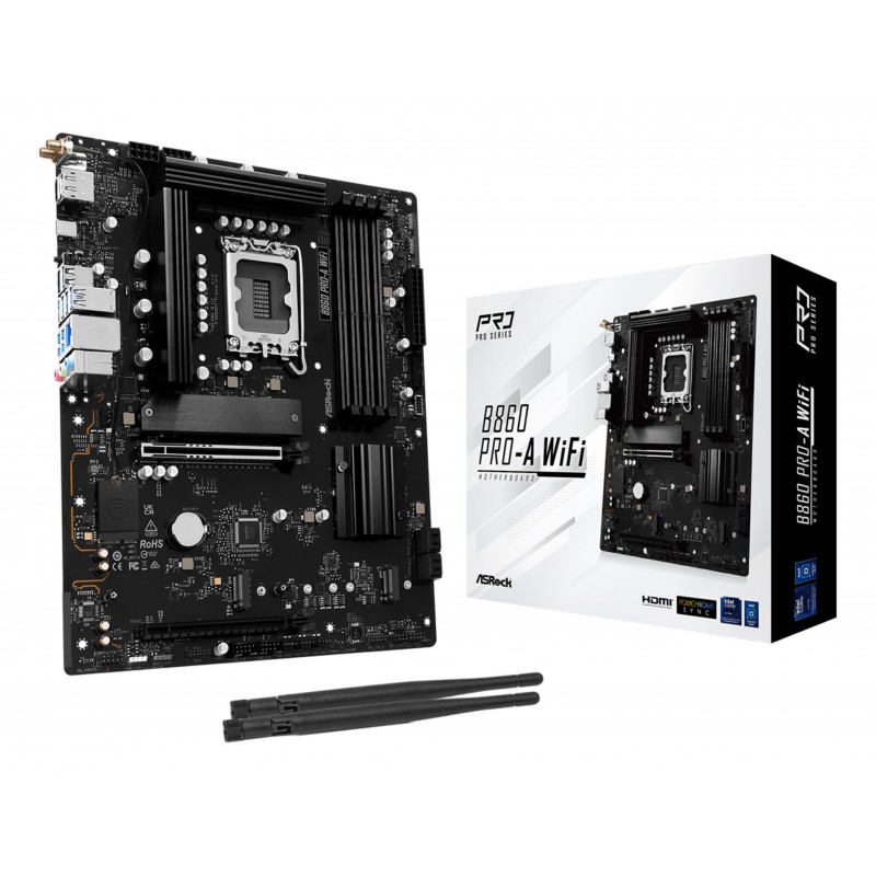 ASRock B860 Pro-A WiFi, Intel, LGA 1851 Socket V1, DDR5-SDRAM, 256 Go, DIMM, Double canal