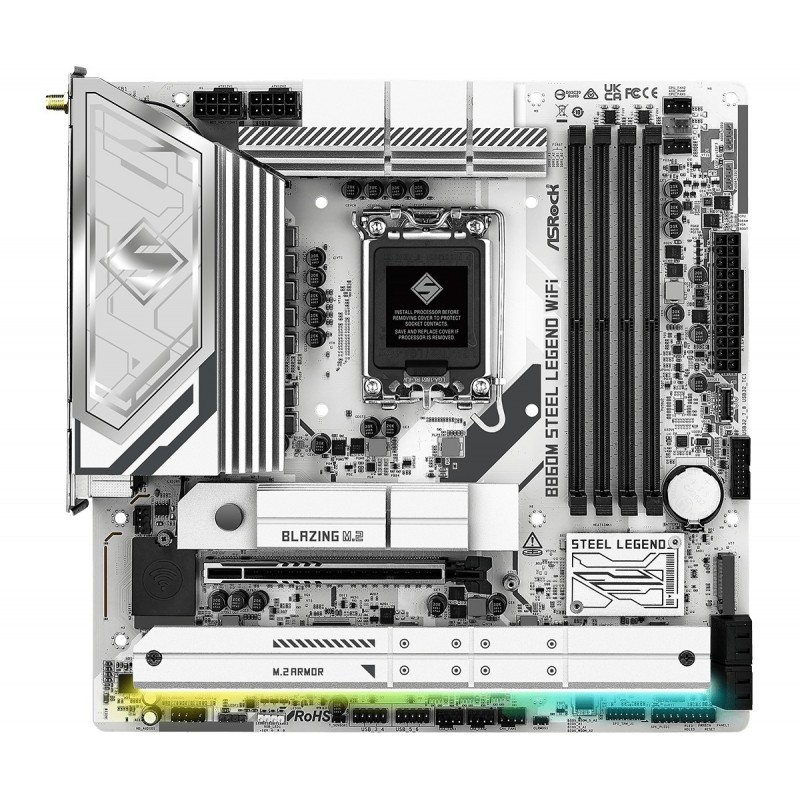 ASRock B860M Steel Legend WiFi, Intel, LGA 1851 Socket V1, Intel Core Ultra Series 2, DDR5-SDRAM, 256 Go, DIMM