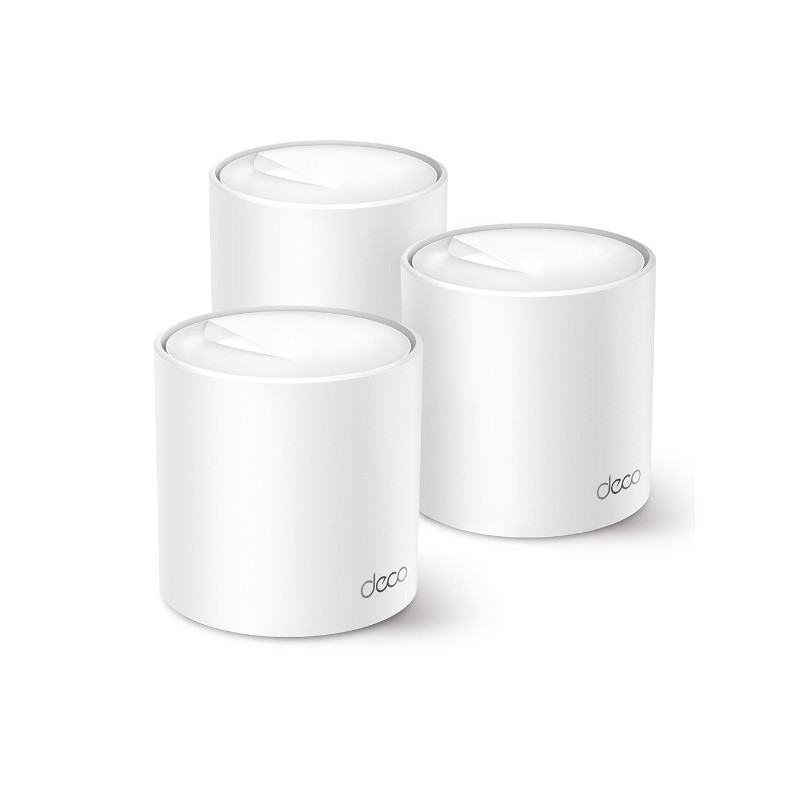 TP-LINK Deco X50 3-pack, Blanc, Interne, CE: 20 dBm 2.4 GHz 23 dBm 5 GHz FCC: 30 dBm 2.4 GHz 30 dBm 5 GHz, Bi-bande 2,4 GHz 5 GHz, Wi-Fi 6 802.11ax, 802.11a, 802.11b, 802.11g, Wi-Fi 4 802.11n, Wi-Fi 5 802.11ac, Wi-Fi 6 802.11ax