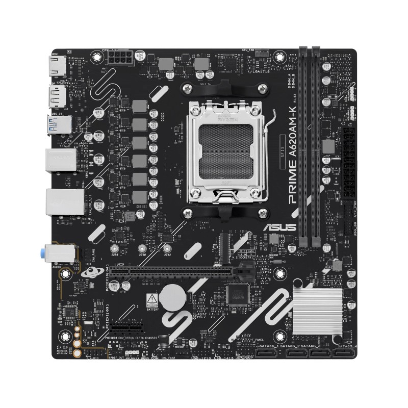 ASUS PRIME A620AM-K, AMD, Emplacement AM5, AMD Ryzen 7000 Series, AMD Ryzen 8000 Series, AMD Ryzen 9000 Series, Emplacement AM5, DDR5-SDRAM, 128 Go