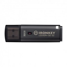 Kingston IronKey 32 Go Locker Plus 50 G2, FIPS 197, AES-256, 32 Go, USB Type-A, 3.2 Gen 1 3.1 Gen 1, 145 Mos, Casquette, Noir