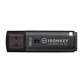 Kingston IronKey 128 Go Locker Plus 50 G2, FIPS 197, AES-256, 128 Go, USB Type-A, 3.2 Gen 1 3.1 Gen 1, 145 Mos, Casquette, Noir