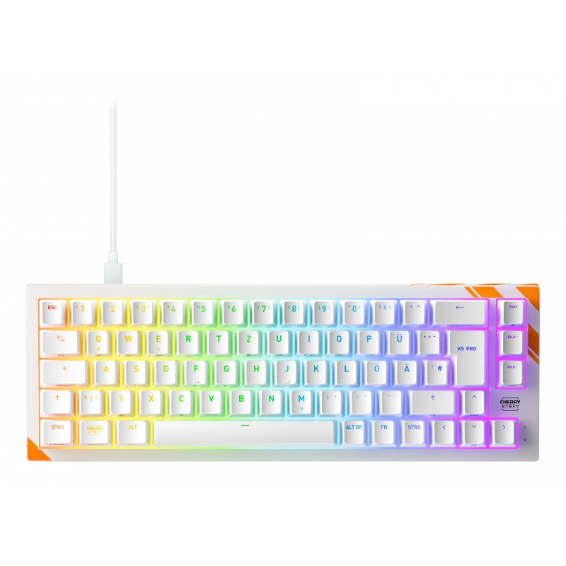 Cherry K5 PRO TMR COMPACT, Avec fil, USB, Clavier mécanique, QWERTZ, LED RGB, Orange, Blanc