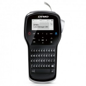 Dymo LabelManager E?tiqueteuse Portable Rechargeable 280 | Clavier QWERTY | Connectivité PC ou Mac, QWERTY, D1, Transfert thermique, Noir, Argent