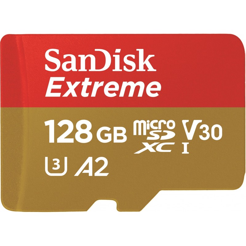 SanDisk Extreme, 128 Go, MicroSDXC, 160 Mos, 90 Mos, Class 3 , V30