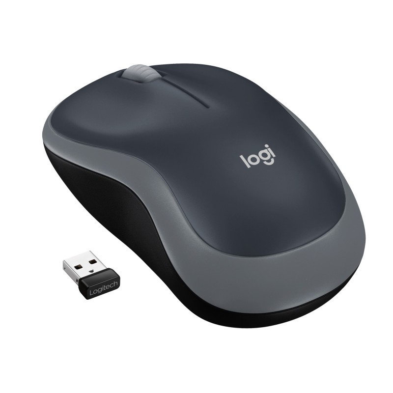 Logitech M185, Ambidextre, Optique, RF sans fil, 1000 DPI, Gris