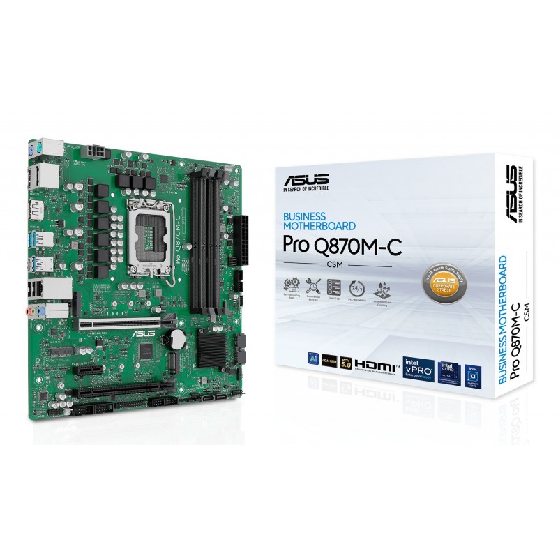 ASUS PRO Q870M-C-CSM, Intel, LGA 1851 Socket V1, Intel Core Ultra Series 2, DDR5-SDRAM, 256 Go, DIMM