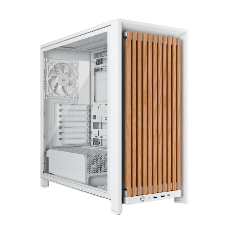 Corsair FRAME 4000D WOOD RS, Midi Tower, PC, Bois, Blanc, Mini-ITX, micro ATX, ATX, EATX, Acier, Bois, Plastique, 17 cm