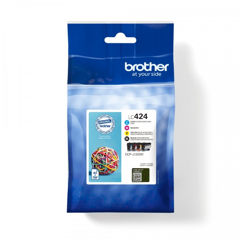 Brother LC424VAL - Pack de 4 cartouches d'encre transparentes, Noir, Cyan, Magenta, Jaune, 4 pièce, 750 pages, 750 pages, Multi pack