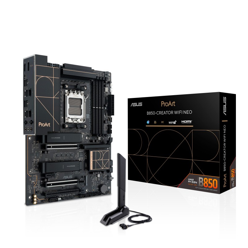ASUS PROART B850-CREATOR WIFI NEO, AMD, Emplacement AM5, AMD Ryzen 7000 Series, AMD Ryzen 8000 Series, AMD Ryzen 9000 Series, Emplacement AM5, DDR5-SDRAM, 256 Go