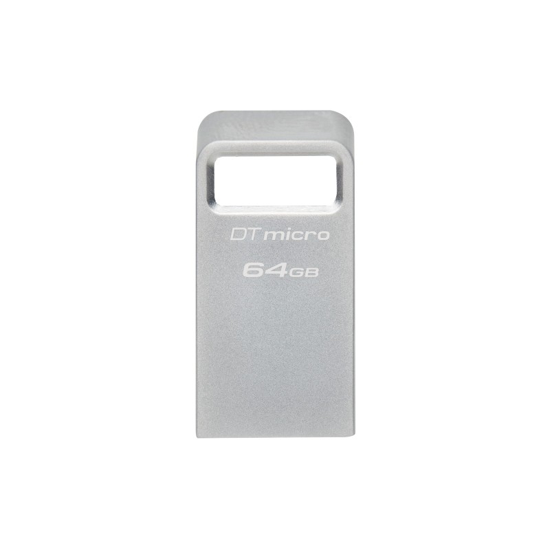 Kingston DataTraveler 64 Go Micro 200 Mos Metal USB 3.2 Gen 1, 64 Go, USB Type-A, 3.2 Gen 1 3.1 Gen 1, 200 Mos, Sans capuchon, Argent
