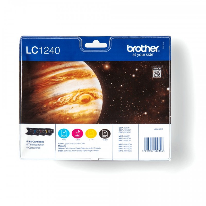 Brother LC1240VALBP - Pack de cartouches d'encre originales, Noir, Cyan, Magenta, Jaune, 4 pièce, 600 pages, 600 pages, Multi pack