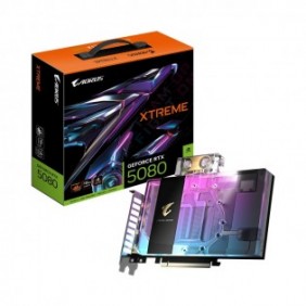 Gigabyte AORUS GeForce RTX 5080 XTREME WATERFORCE WB 16G Carte Graphique - 16 Go GDDR7, 256 bits, PCI-E 5.0, 2805MHz Core Clock, 3 x DP 2.1a, 1 x HDMI 2.1b, NVIDIA DLSS 4, GV-N5080AORUSX WB-16GD, GeForce RTX 5080, 16 Go, GDDR7, 256 bit, 7680 x 4320