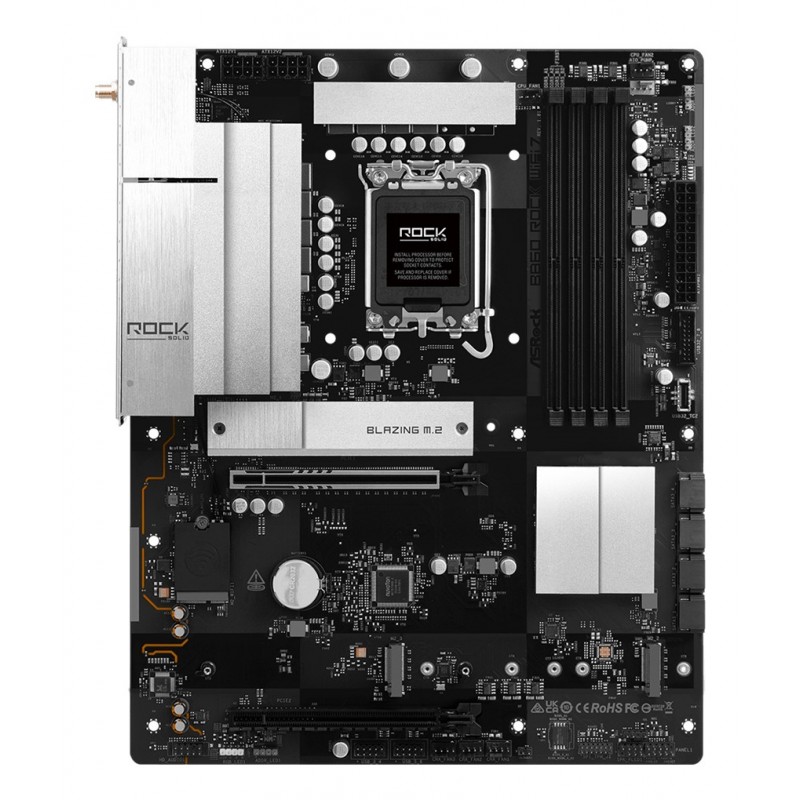 ASRock B860 Rock WiFi 7, Intel, LGA 1851 Socket V1, Intel Core Ultra Series 2, LGA 1851, DDR5-SDRAM, 256 Go