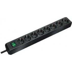 Brennenstuhl 1159300018, 3 m, Noir, Plastique, 8 sortie CA, Noir, 1 pièce