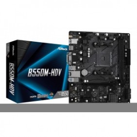 ASRock B550M-HDV, AMD, Emplacement AM4, AMD Ryzen 3000 Series, DDR4-SDRAM, 64 Go, DIMM