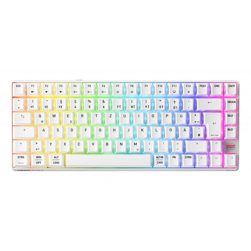 Cherry XTRFY K33 Compact Wireless, Sans fil, USB + RF Wireless + Bluetooth, Mem-chanical key switch, QWERTZ, LED RGB, Blanc