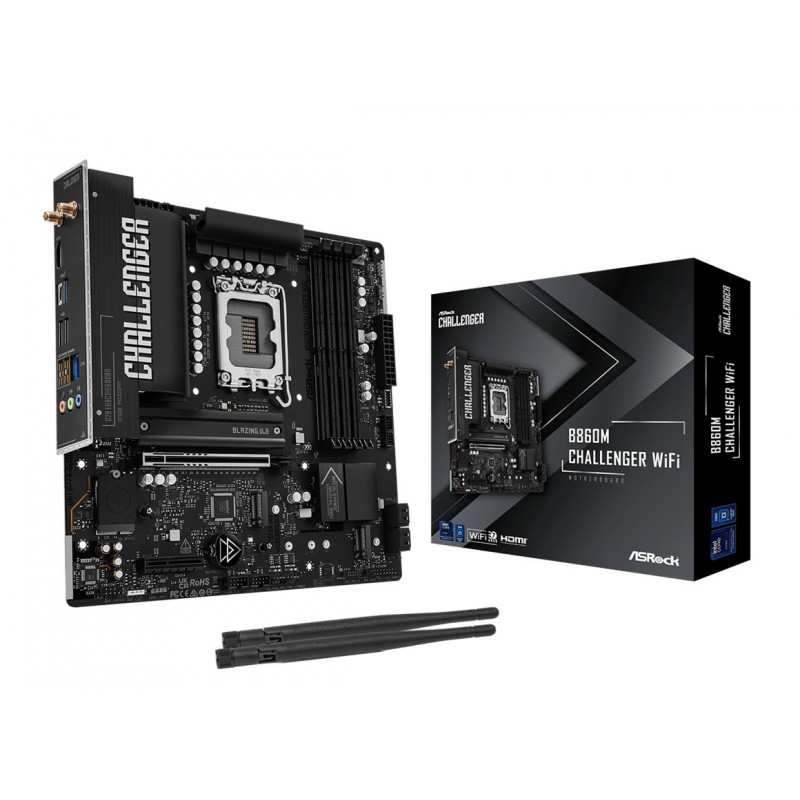 ASRock B860M Challenger WiFi, Intel, LGA 1851 Socket V1, Intel Core Ultra Series 2, DDR5-SDRAM, 256 Go, DIMM
