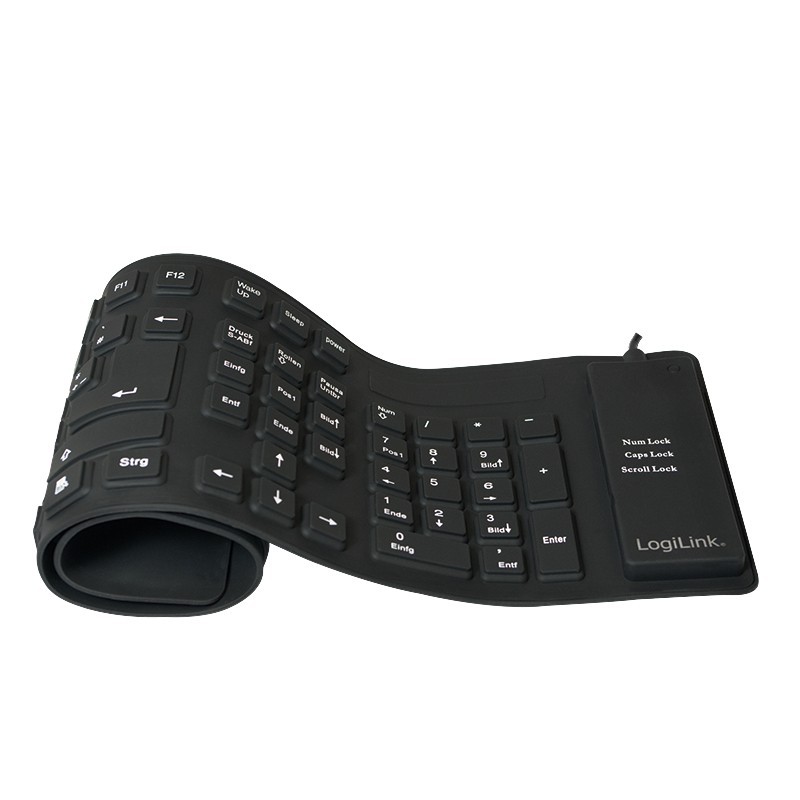 LogiLink ID0019A, Avec fil, USB, QWERTZ, Noir