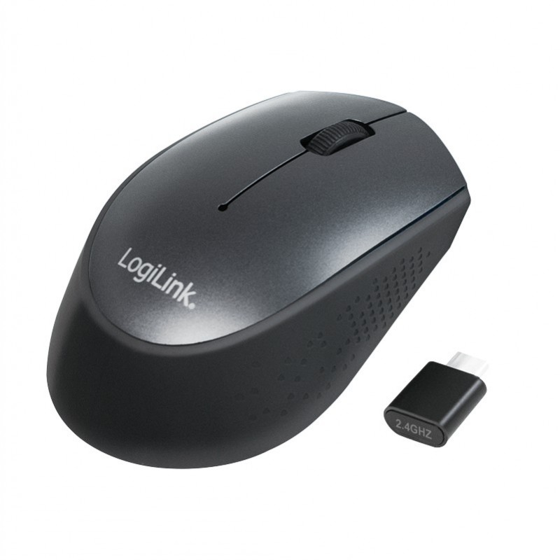 LogiLink ID0160, Ambidextre, Optique, RF sans fil, 1200 DPI, Noir