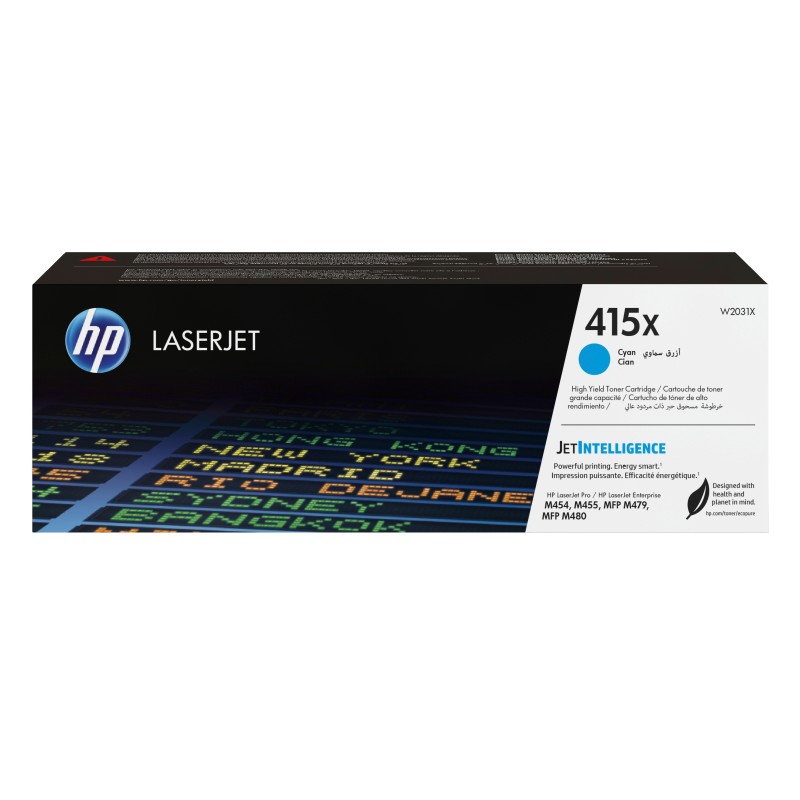 HP 415X Toner cyan LaserJet authentique grande capacité, 6000 pages, Cyan, 1 pièce