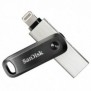 SanDisk 00183589, 256 Go, USB Type-A Lightning, 3.2 Gen 1 3.1 Gen 1, Pivotant, 7,2 g, Noir, Argent