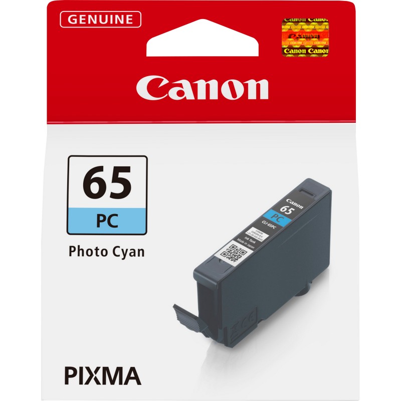 Canon Cartouche d'encre photo cyan CLI-65PC, Encre à colorant, 12,6 ml, 275 pages, 1 pièce, Paquet unique
