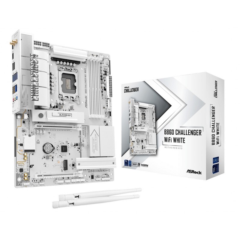 ASRock B860 Challenger WiFi White, Intel, LGA 1851 Socket V1, Intel Core Ultra Series 2, LGA 1851, DDR5-SDRAM, 256 Go