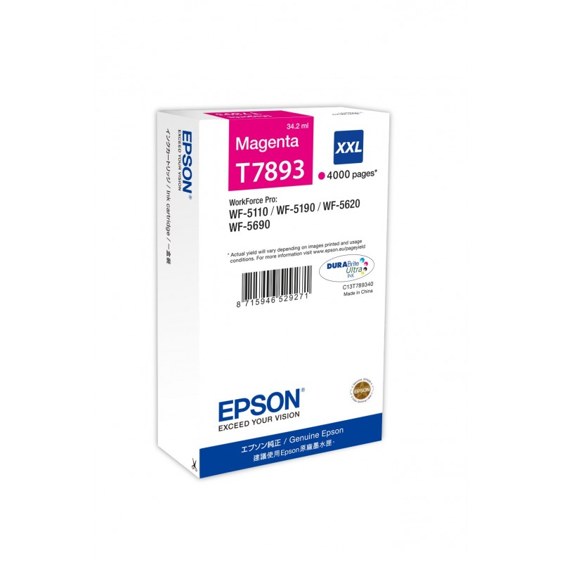 Epson Encre Magenta XXL 4 000 p, Rendement extra élevé, Magenta, Encre à pigments, 1 pièce