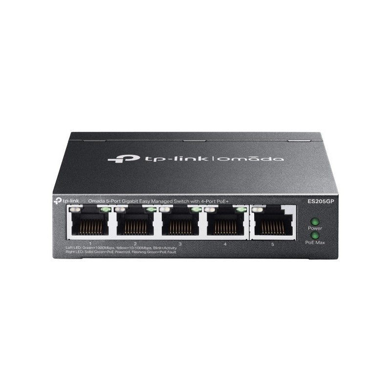 TP-LINK Omada ES205GP, Géré, Gigabit Ethernet 101001000, Connexion Ethernet, supportant l'alimentation via ce port , Montage mural