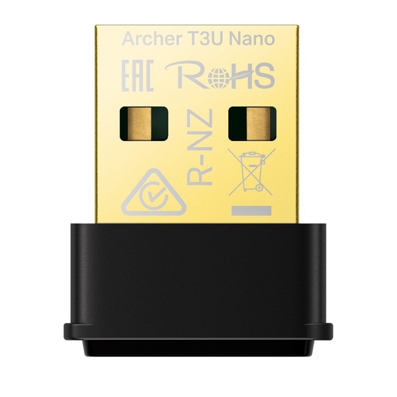 TP-LINK Archer T3U Nano, Sans fil, USB, WLAN, Wi-Fi 5 802.11ac, 1267 Mbits, Noir