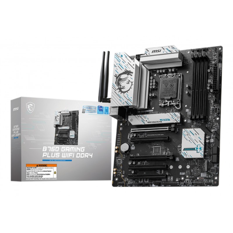 MSI B760 GAMING PLUS WIFI DDR4, Intel, LGA 1700, Intel® Celeron®, Intel® Pentium® Gold, LGA 1700, 128 Go, DDR4-SDRAM