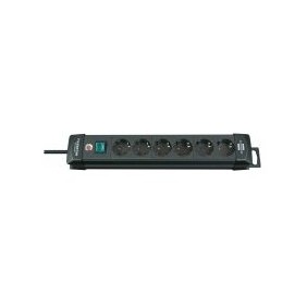 Brennenstuhl 1951160100, 3 m, Noir, Plastique, 6 sortie CA, Noir