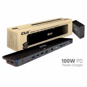 Club 3D CSV-1564W100, Station d'accueil, USB 3.2 Gen 1 3.1 Gen 1 Type-C, Noir, Lenovo Dell Acer Asus. MSI. Toshiba Apple HP Razer, Meets ROHS, FCC, and CE EMI requirements, 9 g