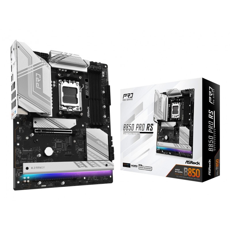 ASRock B850 Pro RS, AMD, Emplacement AM5, AMD Ryzen 7000 Series, AMD Ryzen 8000 Series, AMD Ryzen 9000 Series, DDR5-SDRAM, 256 Go, DIMM