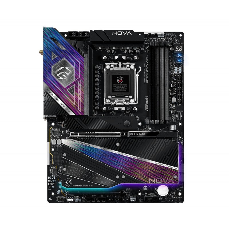 ASRock X870 NOVA WIFI, AMD, Emplacement AM5, AMD Ryzen 7000 Series, AMD Ryzen 8000 Series, AMD Ryzen 9000 Series, DDR5-SDRAM, 256 Go, DIMM