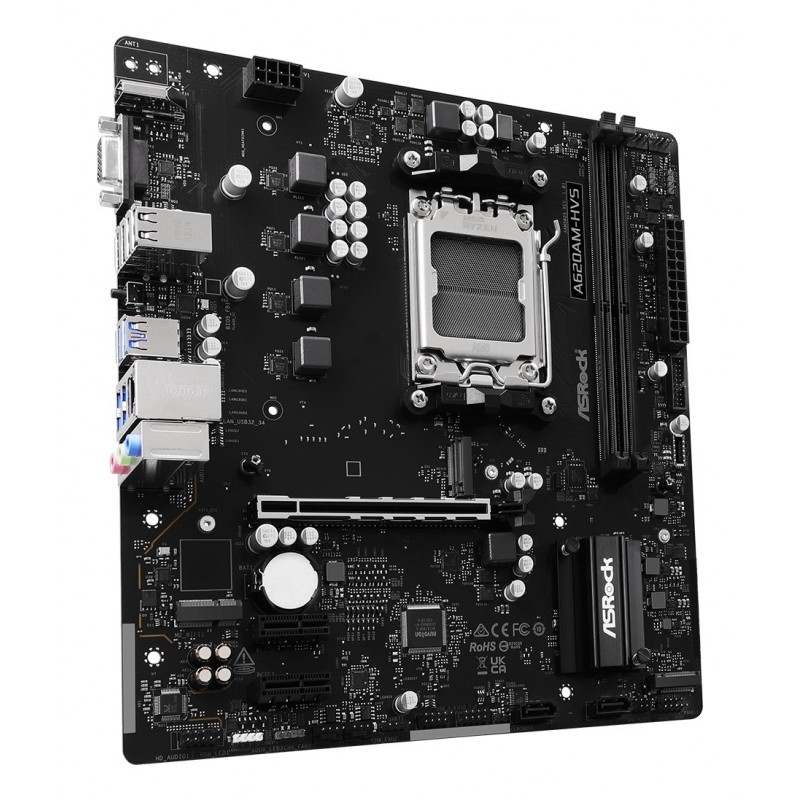 ASRock A620AM-HVS, AMD, Emplacement AM5, AMD Ryzen 7000 Series, AMD Ryzen 8000 Series, AMD Ryzen 9000 Series, Emplacement AM5, DDR5-SDRAM, 128 Go