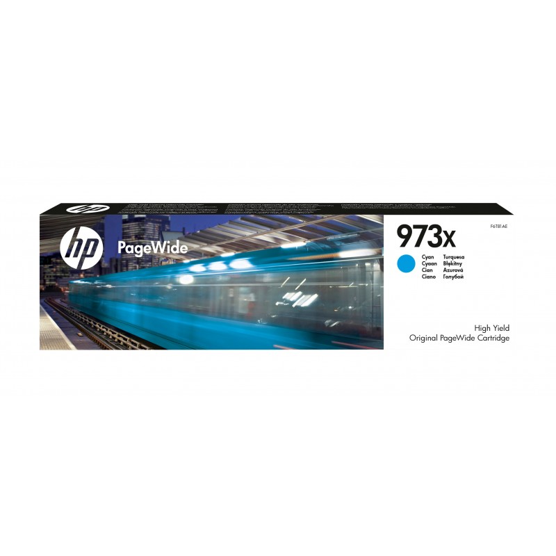 HP 973X cartouche PageWide Cyan grande capacité authentique, Rendement élevé , Cyan, Encre à pigments, 86 ml, 1 pièce, 7000 pages