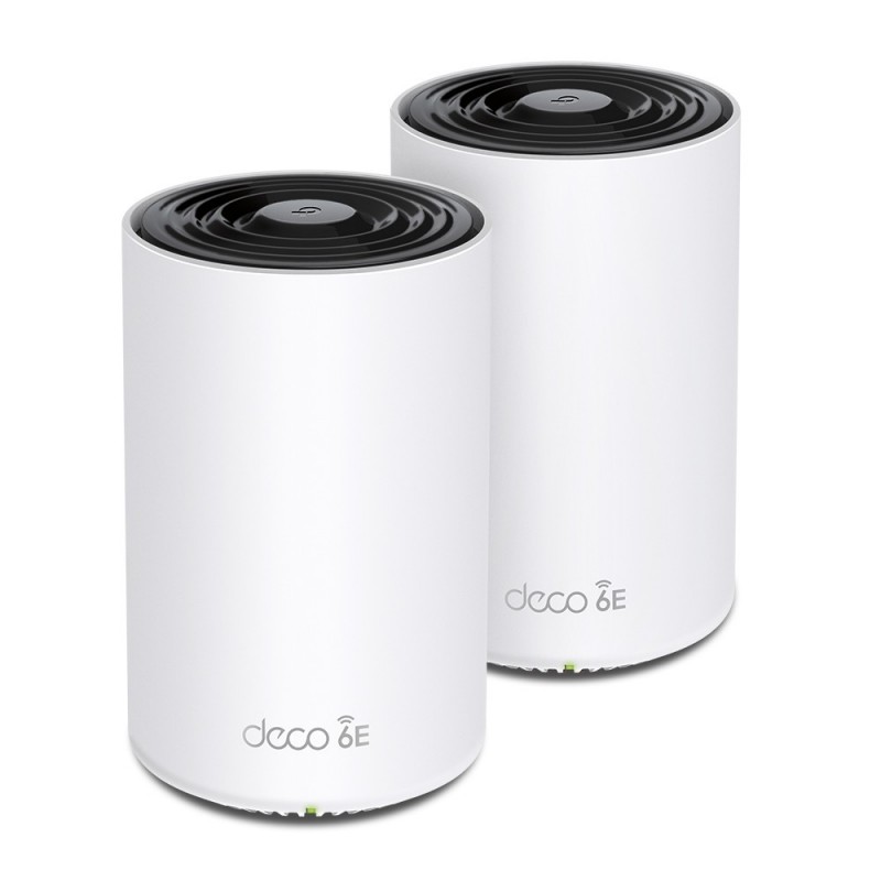 TP-LINK Deco XE75 Pro 2-pack, Blanc, Interne, Système maillé, 500 m², FCC: 30 dBm 2.4 GHz, 30 dBm 5 GHz, 30 dBm 6 GHz, CE: 20 dBm 2.4 GHz, 23 dBm 5 GHz,..., Tri-bande 2,4 GHz 5 GHz 6 GHz