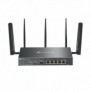 TP-LINK Omada ER706W-4G, Wi-Fi 6 802.11ax, Bi-bande 2,4 GHz 5 GHz, EthernetLAN, 4G, Noir, Routeur de bureaupoteau