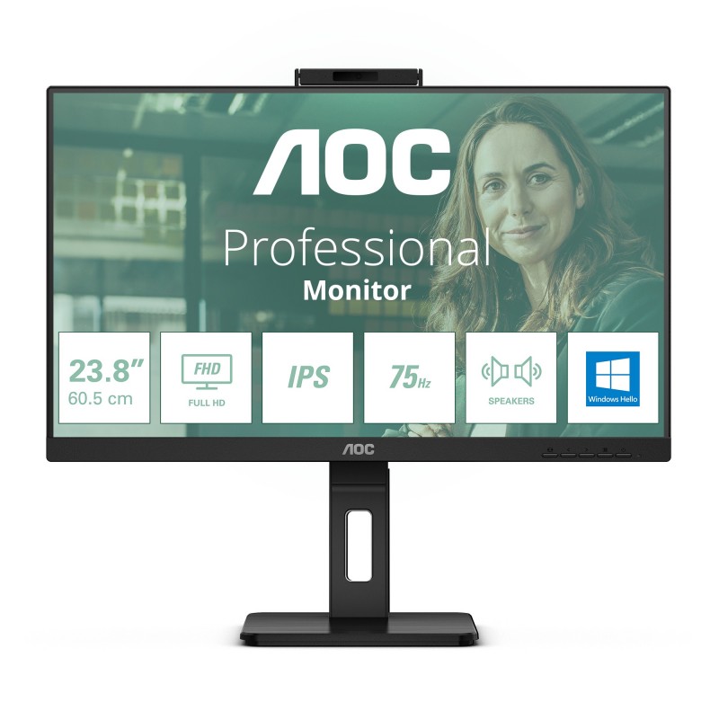 AOC 24P3CW, 60,5 cm 23.8", 1920 x 1080 pixels, Full HD, LED, 4 ms, Noir