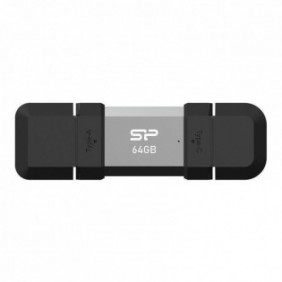 Silicon Power SP064GBUC3C51V1S, 64 Go, USB Type-A USB Type-C, 3.2 Gen 1 3.1 Gen 1, 120 Mos, Casquette, Noir, Argent