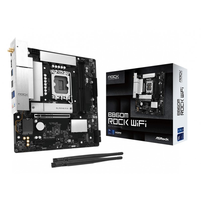 ASRock B860M Rock WiFi, Intel, LGA 1851 Socket V1, Intel Core Ultra Series 2, DDR5-SDRAM, 128 Go, DIMM