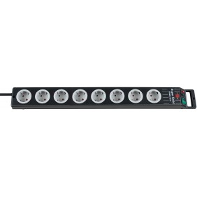 Brennenstuhl 1153380118, 2,5 m, Noir, Gris, Polycarbonate, 8 sortie CA, Noir