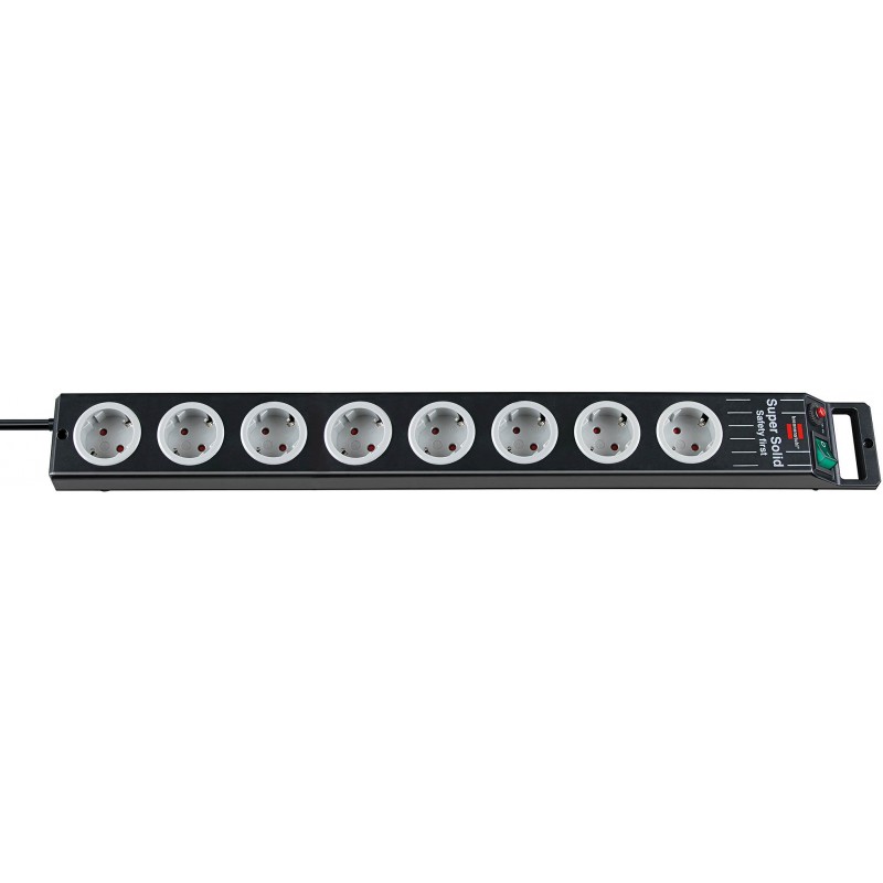 Brennenstuhl 1153380118, 2,5 m, Noir, Gris, Polycarbonate, 8 sortie CA, Noir