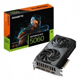 Gigabyte GeForce RTX 5060 WINDFORCE OC 8G Carte Graphique - 8GB GDDR7, 128bit, PCI-E 5.0, 2512 MHz Fréquence du cœur, 3 x DisplayPort, 1 x HDMI, GV-N5060WF2OC-8GD, GeForce RTX 5060, 8 Go, GDDR7, 128 bit, 7680 x 4320 pixels, PCI Express 5.0