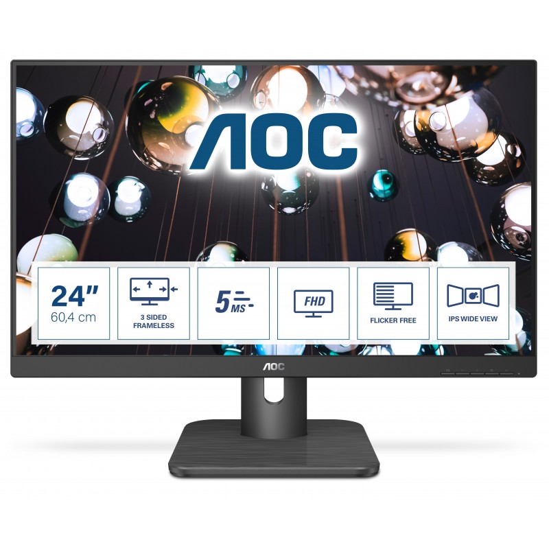 AOC E1 24E1Q, 60,5 cm 23.8", 1920 x 1080 pixels, Full HD, LED, 5 ms, Noir