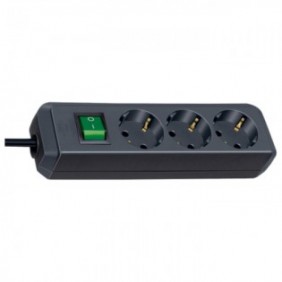 Brennenstuhl Eco-Line with switch and 1,5 mm² Ø cable, 5 m, Noir, 3 sortie CA, Noir